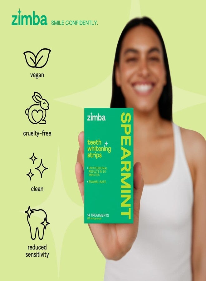 Zimba Spearmint Flavored Teeth Whitening Strips | Vegan, Enamel Safe Hydrogen Peroxide Teeth Whitener for Coffee, Wine, Tobacco, and Other Stains | 14 Day Treatment | Spearmint - Image 3